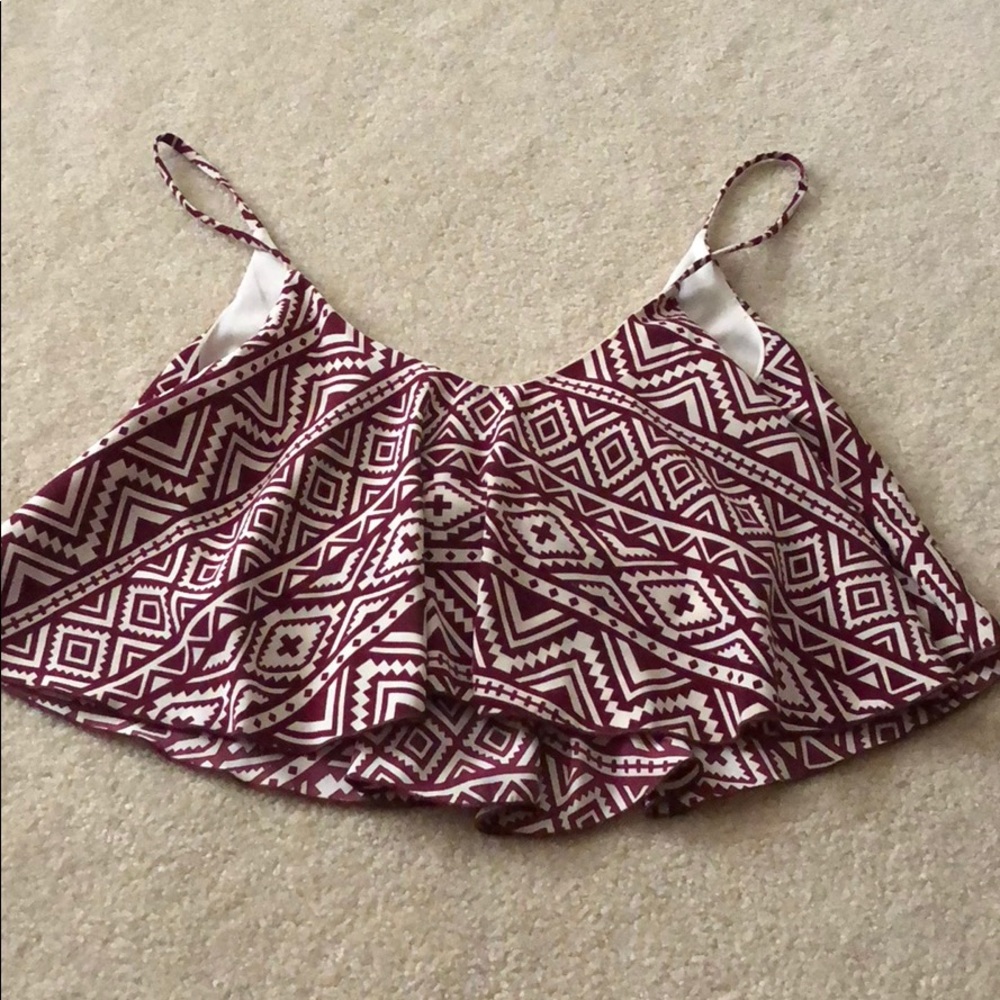 Red and White Patterned Blouse